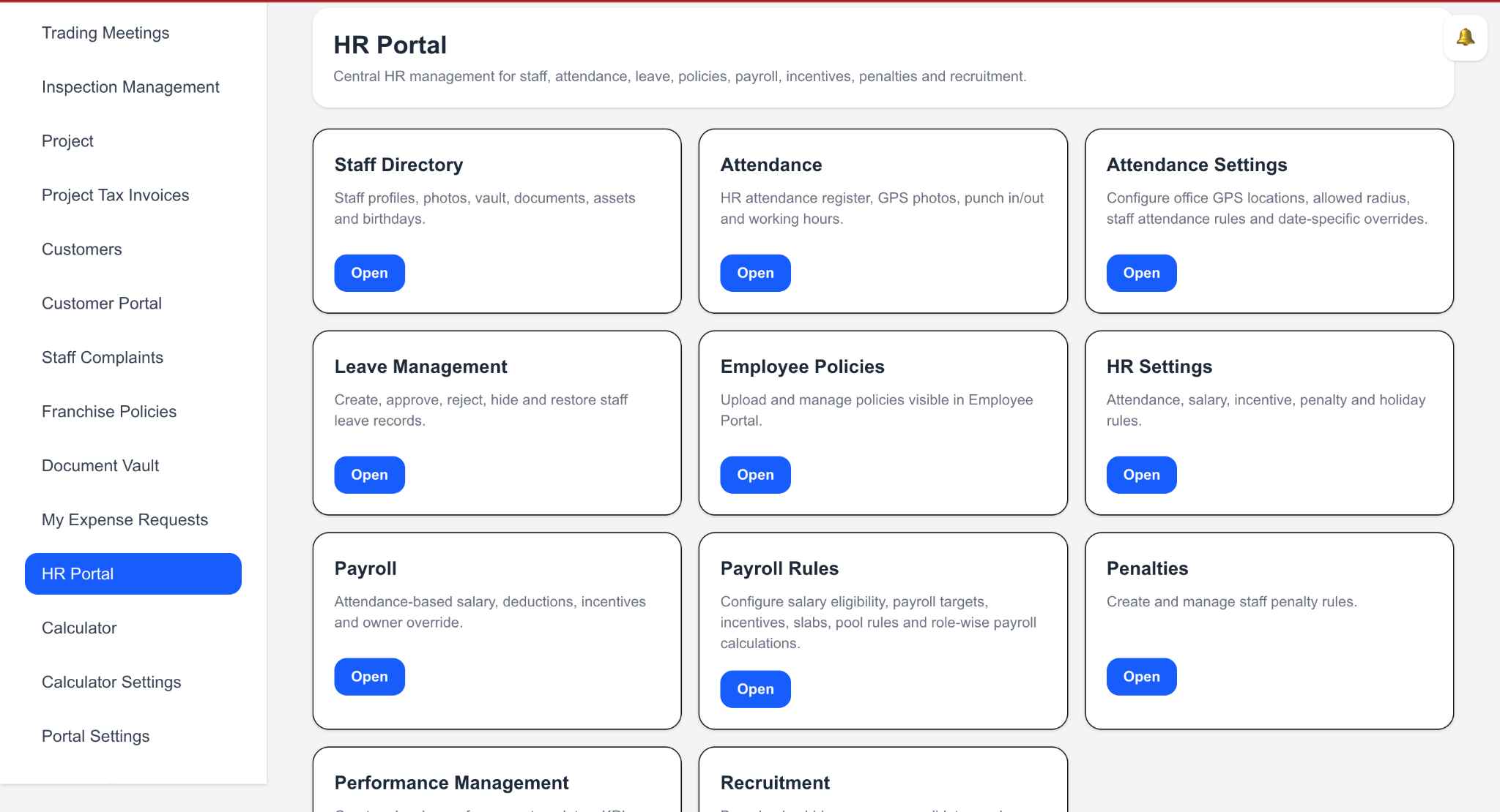 HR & Payroll business software interface
